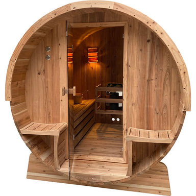 Aleko Rustic Cedar Barrel Steam Sauna with Bitumen Shingle Roofing - 6 Person - 6 kW ETL Certified Heater