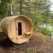 Dundalk Leisurecraft Canadian Timber Serenity Cedar Barrel Sauna CTC2245W outside by lake