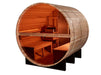 Golden Designs "Zurich" 4 Person Barrel Sauna with Bronze Privacy View side view