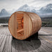 Golden Designs "Zurich" 4 Person Barrel Sauna with Bronze Privacy View in mountains